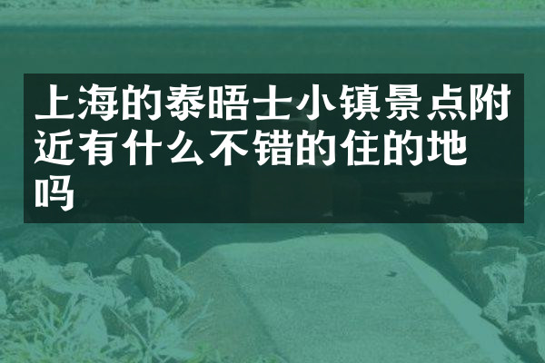 上海的泰晤士小镇景点附近有什么不错的住的地方吗