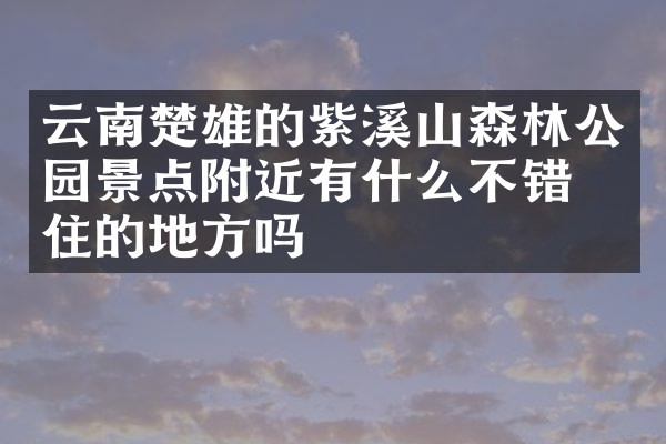 云南楚雄的紫溪山森林公园景点附近有什么不错的住的地方吗