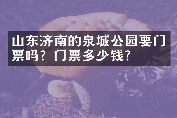山东济南的泉城公园要门票吗？门票多少钱？