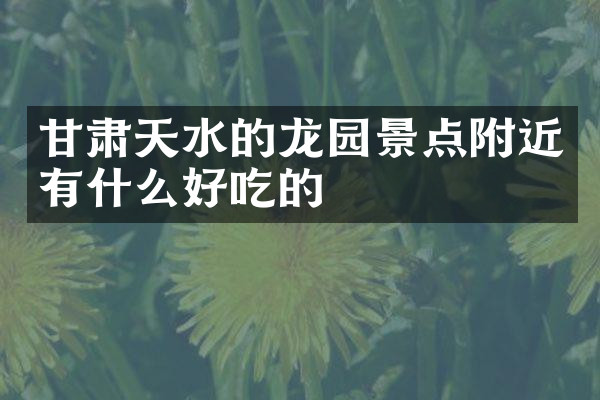 甘肃天水的龙园景点附近有什么好吃的