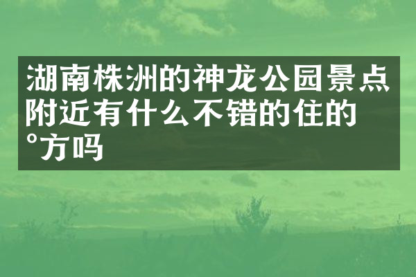湖南株洲的神龙公园景点附近有什么不错的住的地方吗