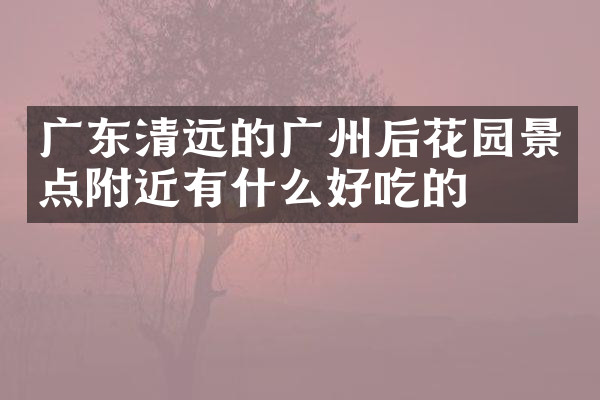 广东清远的广州后花园景点附近有什么好吃的