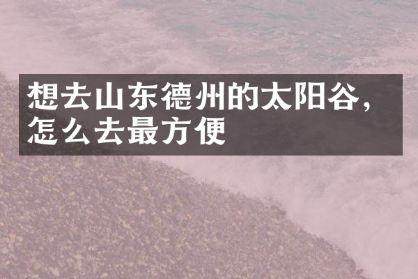 想去山东德州的太阳谷，怎么去最方便