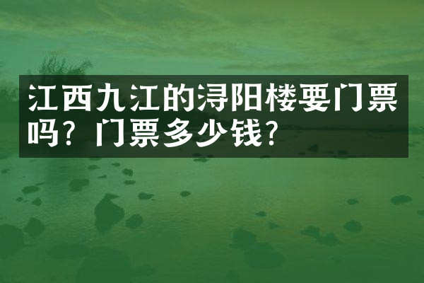 江西九江的浔阳楼要门票吗？门票多少钱？