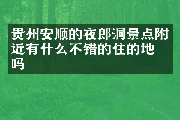 贵州安顺的夜郎洞景点附近有什么不错的住的地方吗