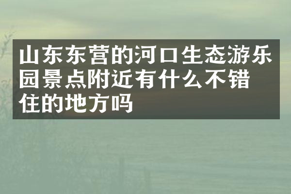 山东东营的河口生态游乐园景点附近有什么不错的住的地方吗