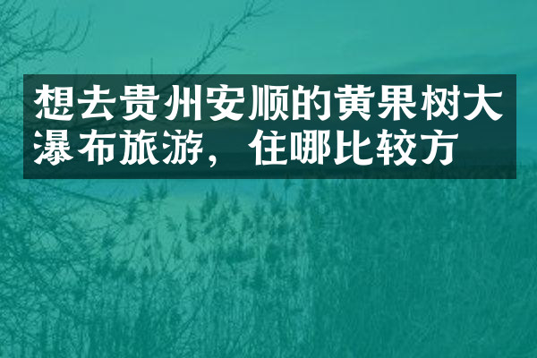 想去贵州安顺的黄果树大瀑布旅游，住哪比较方便