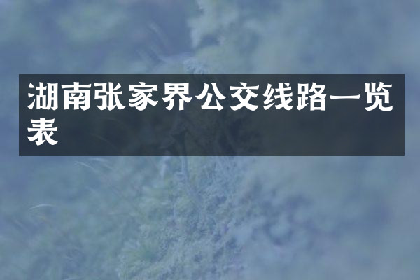 湖南张家界公交线路一览表