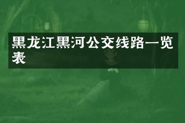 黑龙江黑河公交线路一览表