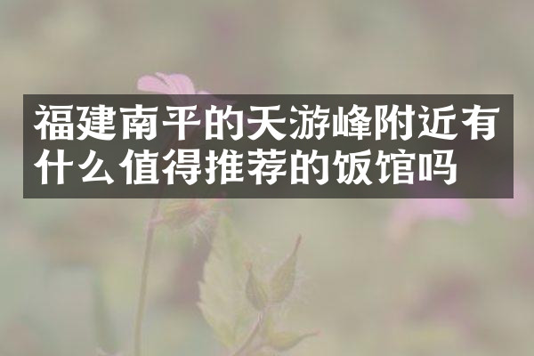 福建南平的天游峰附近有什么值得推荐的饭馆吗