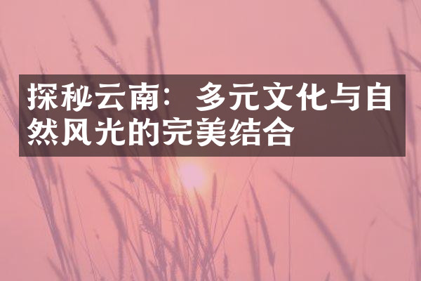 探秘云南：多元文化与自然风光的完美结合