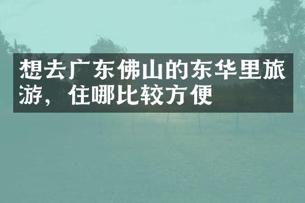 想去广东佛山的东华里旅游，住哪比较方便
