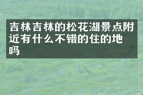 吉林吉林的松花湖景点附近有什么不错的住的地方吗