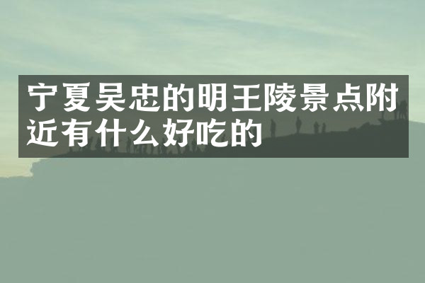 宁夏吴忠的明王陵景点附近有什么好吃的