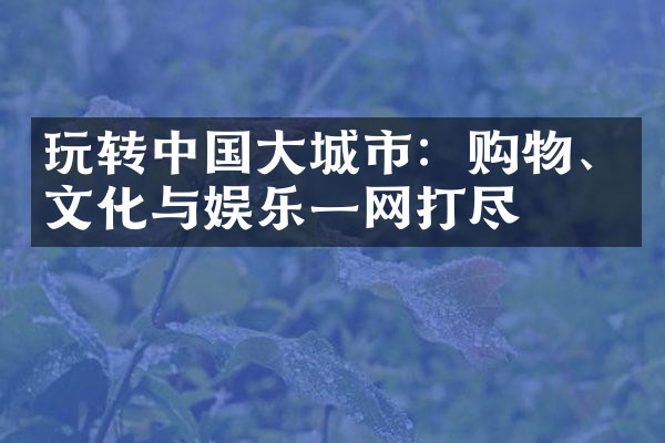 玩转中国大城市：购物、文化与娱乐一网打尽