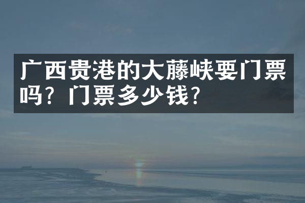 广西贵港的大藤峡要门票吗？门票多少钱？