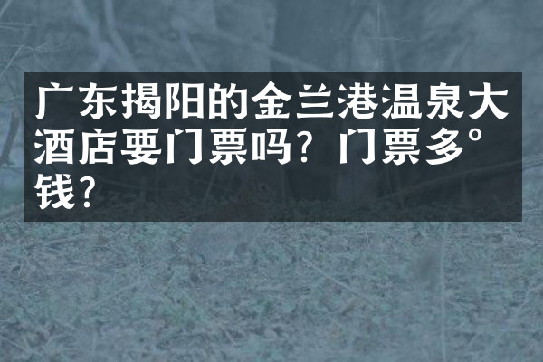 广东揭阳的金兰港温泉大酒店要门票吗？门票多少钱？