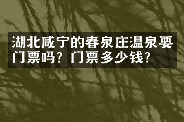 湖北咸宁的春泉庄温泉要门票吗？门票多少钱？