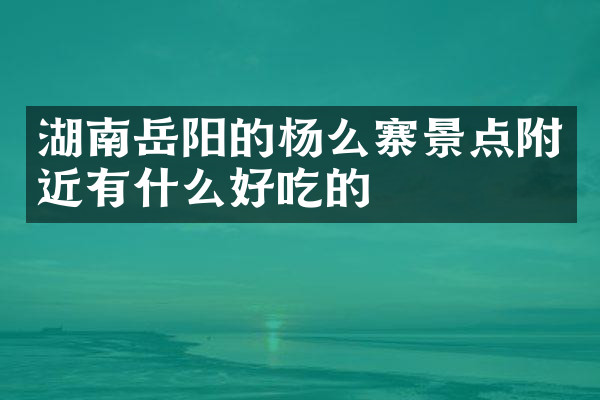 湖南岳阳的杨么寨景点附近有什么好吃的