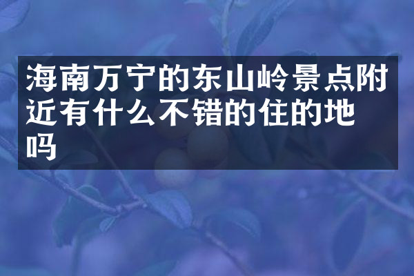 海南万宁的东山岭景点附近有什么不错的住的地方吗