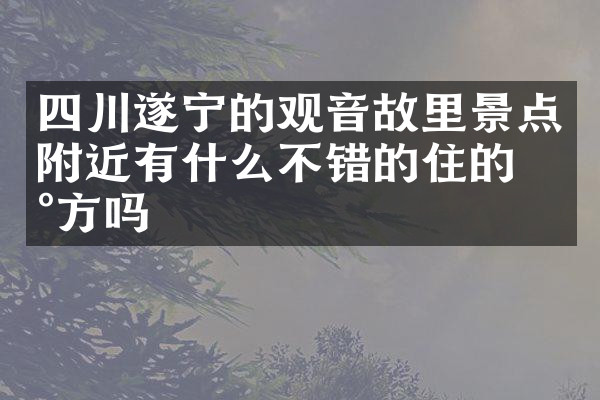 四川遂宁的观音故里景点附近有什么不错的住的地方吗