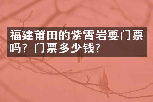 福建莆田的紫霄岩要门票吗？门票多少钱？