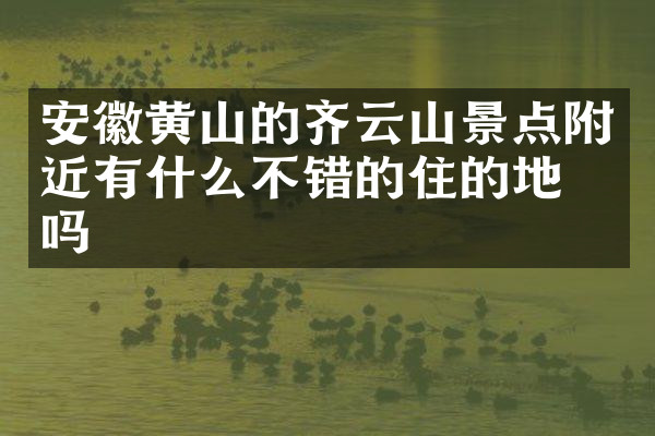 安徽黄山的齐云山景点附近有什么不错的住的地方吗