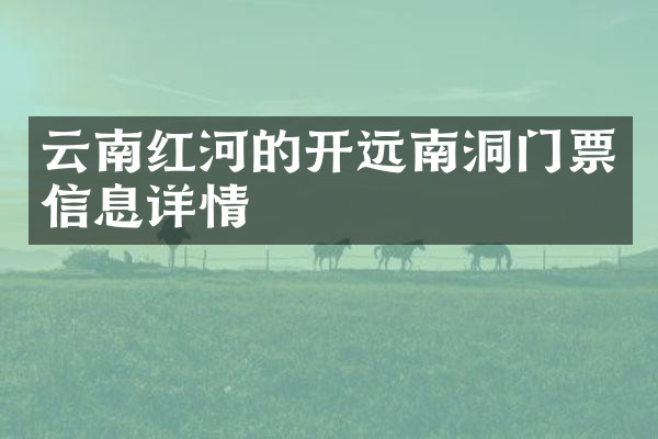 云南红河的开远南洞门票信息详情
