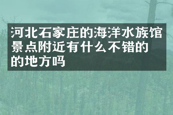河北石家庄的海洋水族馆景点附近有什么不错的住的地方吗