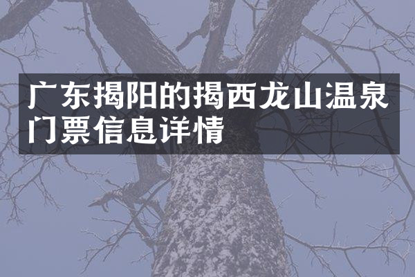 广东揭阳的揭西龙山温泉门票信息详情