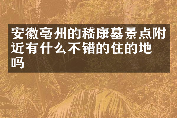 安徽亳州的嵇康墓景点附近有什么不错的住的地方吗