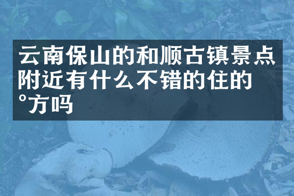 云南保山的和顺古镇景点附近有什么不错的住的地方吗