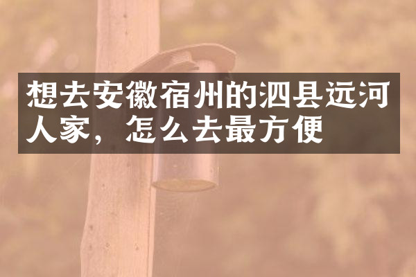 想去安徽宿州的泗县远河人家，怎么去最方便