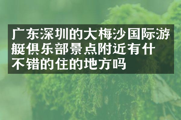广东深圳的大梅沙国际游艇俱乐部景点附近有什么不错的住的地方吗