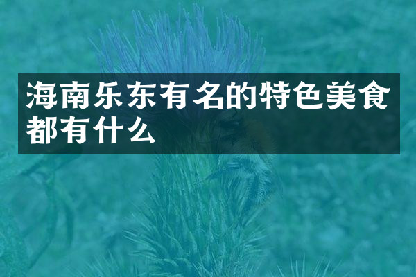 海南乐东有名的特色美食都有什么