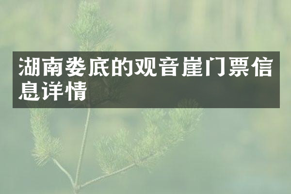 湖南娄底的观音崖门票信息详情