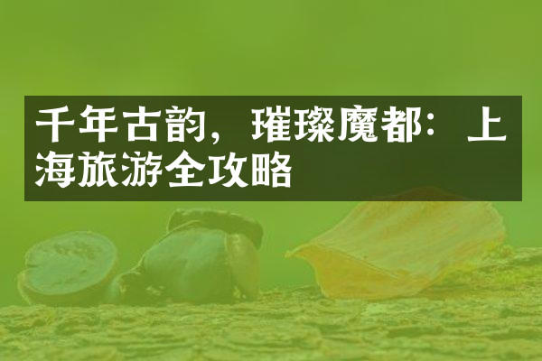 千年古韵，璀璨魔都：上海旅游全攻略