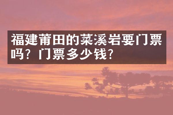 福建莆田的菜溪岩要门票吗？门票多少钱？