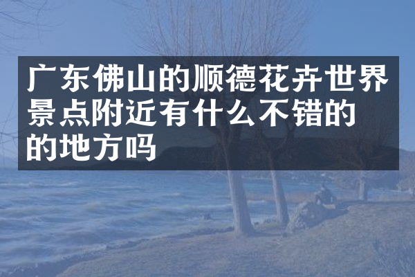 广东佛山的顺德花卉世界景点附近有什么不错的住的地方吗