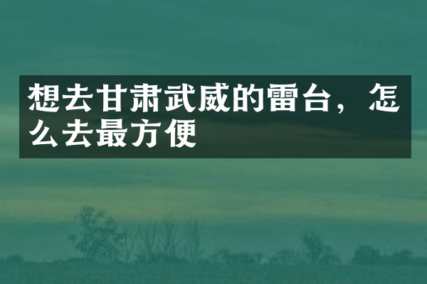 想去甘肃武威的雷台，怎么去最方便