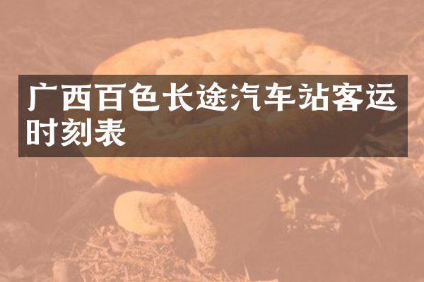 广西百色长途汽车站客运时刻表