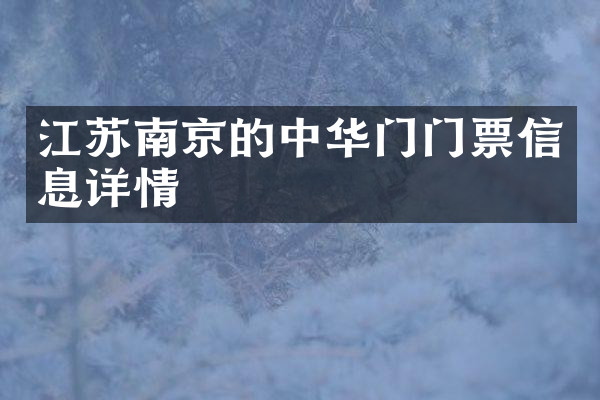江苏南京的中华门门票信息详情