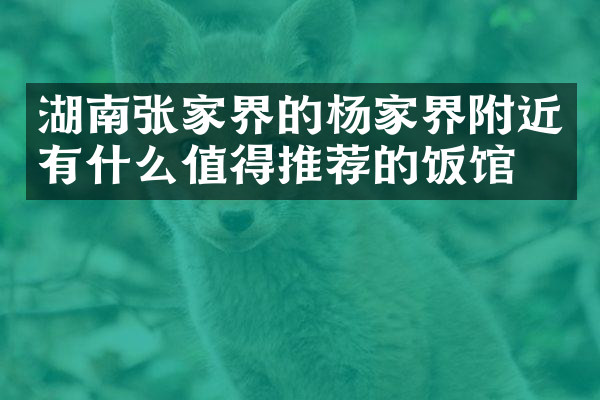 湖南张家界的杨家界附近有什么值得推荐的饭馆吗