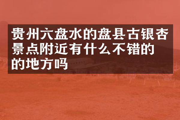 贵州六盘水的盘县古银杏景点附近有什么不错的住的地方吗