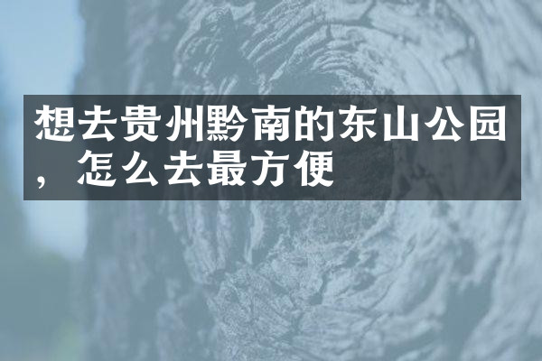 想去贵州黔南的东山公园，怎么去最方便
