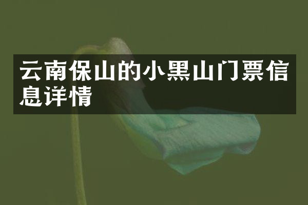 云南保山的小黑山门票信息详情