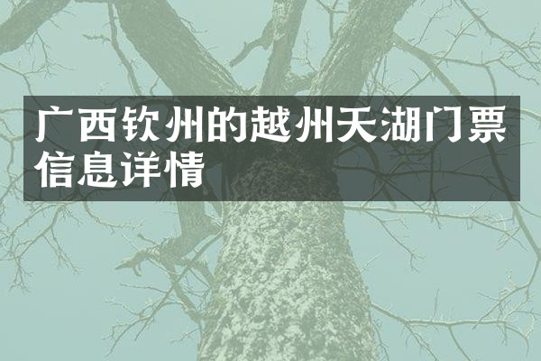 广西钦州的越州天湖门票信息详情