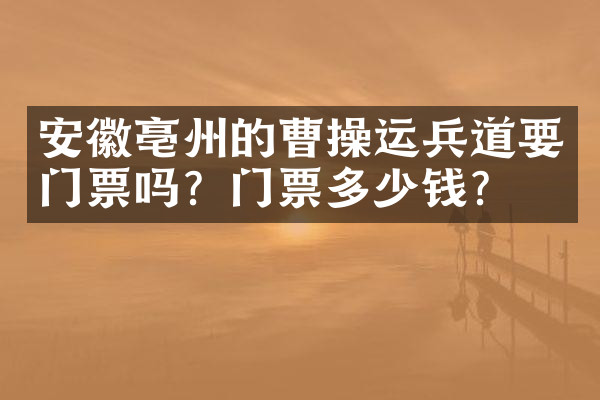 安徽亳州的曹操运兵道要门票吗？门票多少钱？