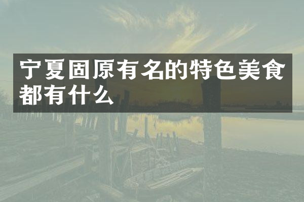 宁夏固原有名的特色美食都有什么