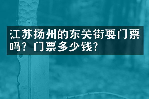 江苏扬州的东关街要门票吗？门票多少钱？